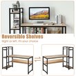 Pemberly Row Wood Multifunction Computer Desk w/ 4-tier Storage shelves-Natural