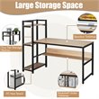 Pemberly Row Wood Multifunction Computer Desk w/ 4-tier Storage shelves-Natural