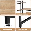 Pemberly Row Wood Multifunction Computer Desk w/ 4-tier Storage shelves-Natural