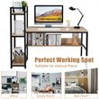 Pemberly Row Wood Multifunction Computer Desk w/ 4-tier Storage shelves-Natural