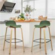 Pemberly Row PP & Iron Counter Height Bar Stools w/ Footrest in Green (Set of 2)