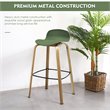 Pemberly Row PP & Iron Counter Height Bar Stools w/ Footrest in Green (Set of 2)