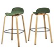 Pemberly Row PP & Iron Counter Height Bar Stools w/ Footrest in Green (Set of 2)