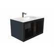 Pemberly Row Wall Mounted Blue Vanity Set w/ White Porcelain Top-Gold Handles