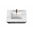 Pemberly Row Wall Mounted Blue Vanity Set w/ White Porcelain Top-Gold Handles