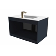 Pemberly Row Wall Mounted Blue Vanity Set w/ White Porcelain Top-Gold Handles