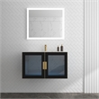 Pemberly Row Wall Mounted Blue Vanity Set w/ White Porcelain Top-Gold Handles