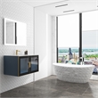 Pemberly Row Wall Mounted Blue Vanity Set w/ White Porcelain Top-Gold Handles