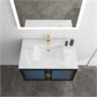 Pemberly Row Wall Mounted Blue Vanity Set w/ White Porcelain Top-Gold Handles