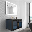 Pemberly Row Wall Mounted Blue Vanity Set w/ Black Porcelain Top-Gold Handles