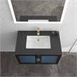Pemberly Row Wall Mounted Blue Vanity Set w/ Black Porcelain Top-Gold Handles
