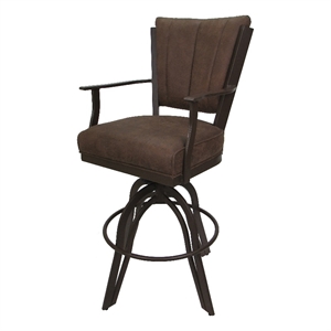 Pemberly Row Counter 26&quot SwivelBarStool-Northwest Whiskey BrownFabric-BrownFrame