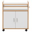 Pemberly Row Wood Kitchen Trolley Microwave Cart with Removable Shelf in White