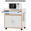 Pemberly Row Wood Kitchen Trolley Microwave Cart with Removable Shelf in White