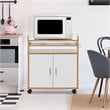 Pemberly Row Wood Kitchen Trolley Microwave Cart with Removable Shelf in White