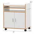 Pemberly Row Wood Kitchen Trolley Microwave Cart with Removable Shelf in White