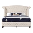 Pemberly Row Crystal Tufted Modern 5PC King Bedroom Set made with Wood in Cream