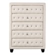 Pemberly Row Crystal Tufted Modern 5PC King Bedroom Set made with Wood in Cream