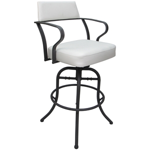 Pemberly Row Swivel Tilt Counter 26&quot Metal Bar Stool - White Vinyl - Gray Frame