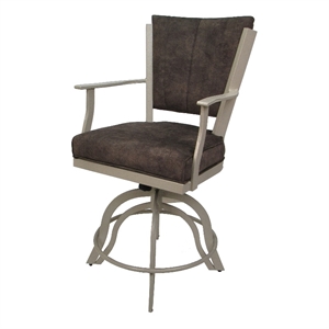 Pemberly Row Counter 26&quot Swivel Bar Stool -Outlier Ash Brown Fabric-Beige Frame