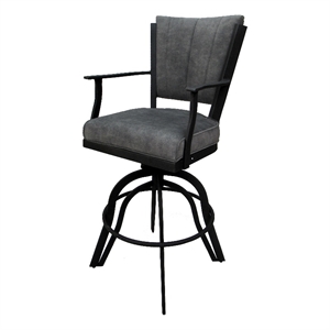 Pemberly Row Counter 26&quot SwivelBarStool-Outlier Charcoal Gray Fabric-Black Frame