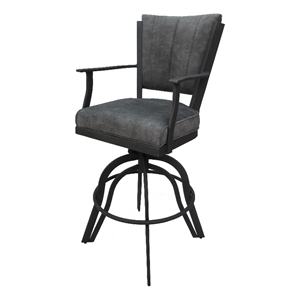 Pemberly Row Counter 26&quot Swivel BarStool-Outlier Charcoal Gray Fabric-Gray Frame