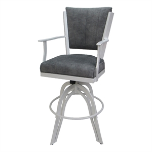 Pemberly Row Counter 26&quot SwivelBarStool-Outlier Charcoal Gray Fabric-White Frame