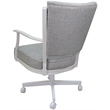 Pemberly Row Swivel Dining Caster Chair-Hemsath Slate Gray Fabric-White Frame