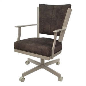 Pemberly Row Swivel Dining Caster Chair-Outlier Ash Brown Fabric -Beige Frame