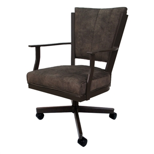 Pemberly Row Swivel Dining Caster Chair-Outlier Ash Brown Fabric -Brown Frame