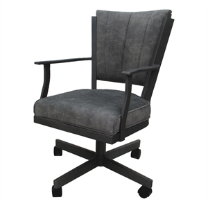 Pemberly Row Swivel Dining Caster Chair-Outlier Charcoal Gray Fabric-Gray Frame