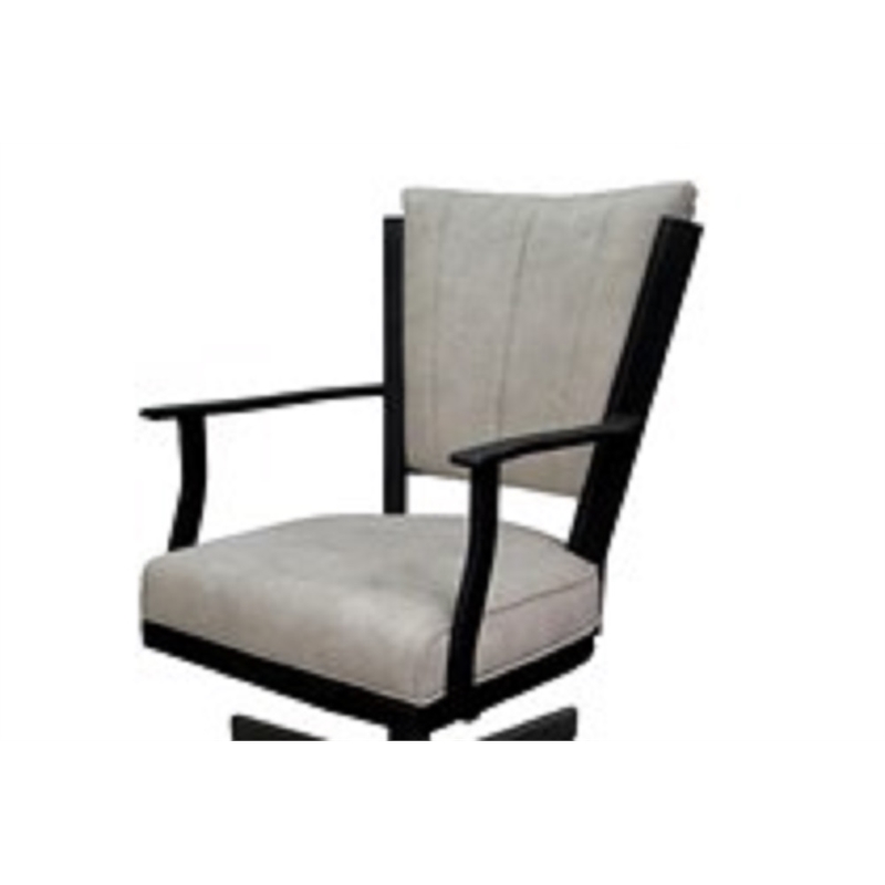 Pemberly Row Swivel Dining Caster Chair-Outlier Beige Fabric-Black Frame