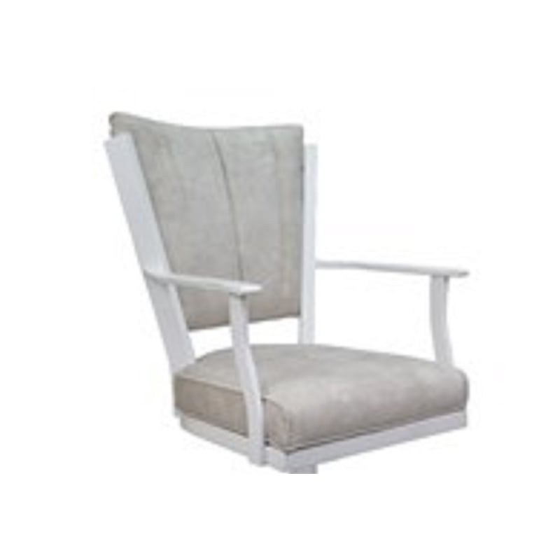 Pemberly Row Swivel Dining Caster Chair-Outlier Beige Fabric-White Frame