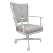 Pemberly Row Swivel Dining Caster Chair-Outlier Beige Fabric-White Frame