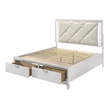 Pemberly Row Prism King Bed Modern Design w/ LED lights Made of Wood-White Color