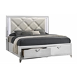 Pemberly Row Prism King Bed Modern Design w/ LED lights Made of Wood-White Color
