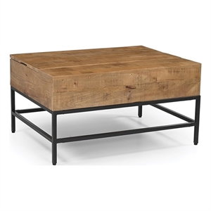 Pemberly Row Lift Top Storage Coffee Table with Natural Finish in Natural Color
