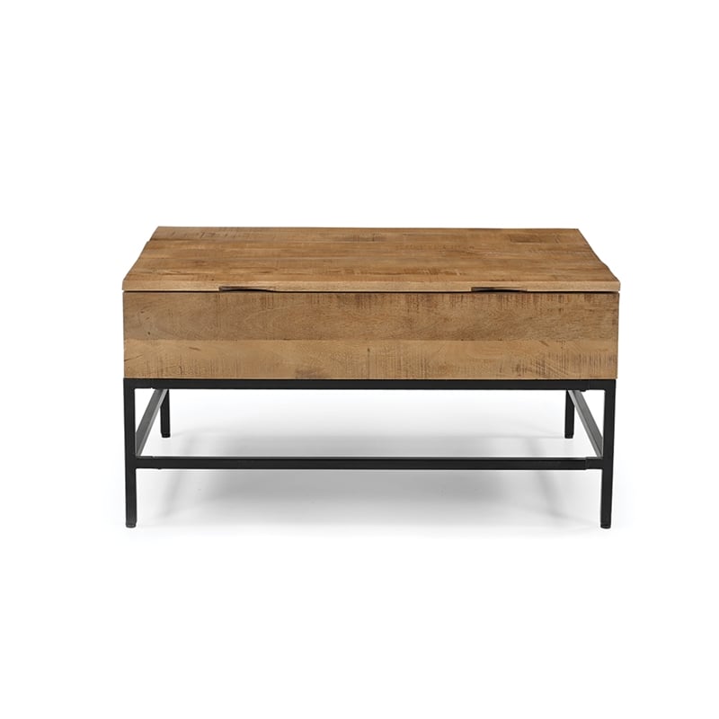 Pemberly Row Lift Top Storage Coffee Table with Natural Finish in Natural Color