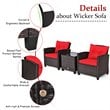 Pemberly Row 3-piece Rattan Patio Furniture Set with Back & Seat Cushion in Red