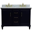 Pemberly Row 49 in. Double Wooden Vanity Blue with White Carrara Rectangle Sink