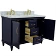Pemberly Row 49 in. Double Wooden Vanity Blue with White Carrara Rectangle Sink