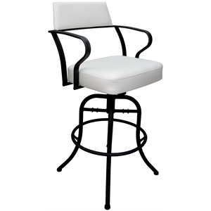 Pemberly Row Swivel Tilt Counter 26&quot Metal Bar Stool - White Vinyl - Black Frame