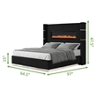 Pemberly Row Upholstery Wooden Queen Bed w/ Ambient lighting-Black Velvet Finish