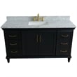 Pemberly Row Single Wooden Vanity Gray White Carrara Marble Rectangle Sink