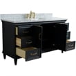 Pemberly Row Single Wooden Vanity Gray White Carrara Marble Rectangle Sink