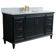 Pemberly Row Single Wooden Vanity Gray White Carrara Marble Rectangle Sink