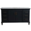 Pemberly Row Single Wooden Vanity Gray White Carrara Marble Rectangle Sink