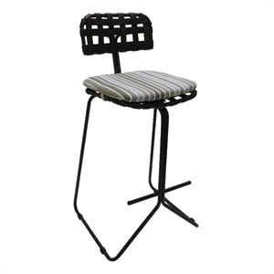 Pemberly Row Outdoor/Indoor Metal Bar Stool 30&quot-Beige Fabric- Gray Frame