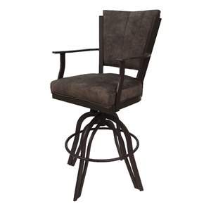 Pemberly Row 30&quot Swivel Metal Bar Stool - Outlier Ash Brown Fabric - Brown Frame