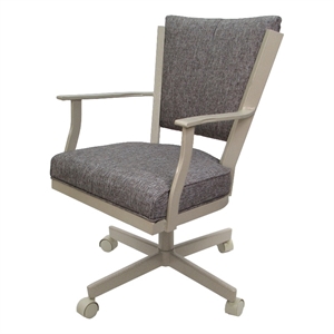 Pemberly Row Swivel Metal Dining Caster Chair - Mojave Gray Fabric - Beige Frame